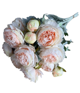 Dutch Dried Bouquet of Artificial Ranunculus Flowers | Colour: Salmon | Length: 50 centimetres | Per 5 flowers