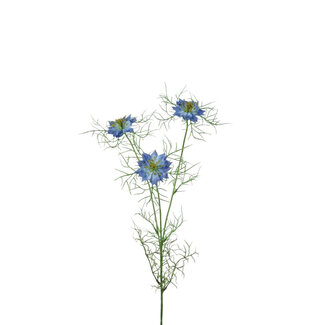 4A Nigella Kunstbloem | Kleur: Blauw | Juffertje-in-het-groen kunstbloemen | Lengte ± 62 centimeter | Per 6 kunstbloemen