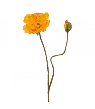 4A Papaver Fleur Artificielle | Couleur : Jaune | Longueur ± 74 centimètres | Par 6 fleurs artificielles