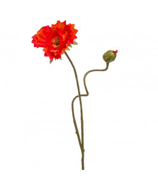 4A Papaver Fleur Artificielle | Couleur : Rouge | Longueur ± 74 centimètres | Par 6 fleurs artificielles