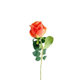 4A Roos Kunstbloem | Kleur: Oranje | Rozen kunstbloemen | Lengte ± 58 centimeter | Per 10 kunstrozen
