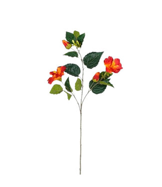 4A Hibiskus Kunstblume | Farbe: Gelb Orange | Länge ± 76 Zentimeter | Pro 12 Kunstblumen