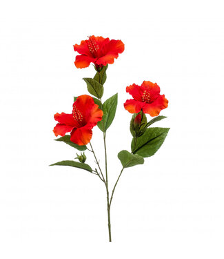 4A Hibiscus Artificial Flower | Colour: Red | Length ± 82 centimetres | Per 3 artificial flowers