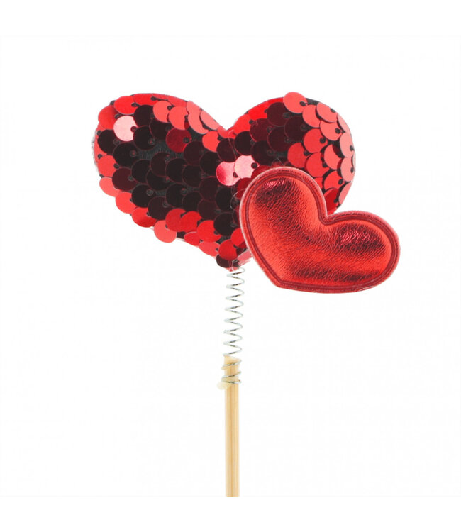 Cœur Posh Bijsteker | Couleur : Rouge | Longueur ±10 centimètres | Diamètre 5 centimètres | Par 25 bijstekers