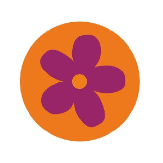 4A Label Sticker with Flower | Colour: Orange Purple | Diameter 39 millimetres | Per 250 stickers