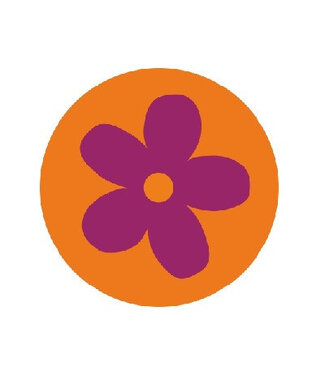 4A Etikett Aufkleber mit Blume | Farbe: Orange Lila | Durchmesser 39 Millimeter | Pro 250 Aufkleber