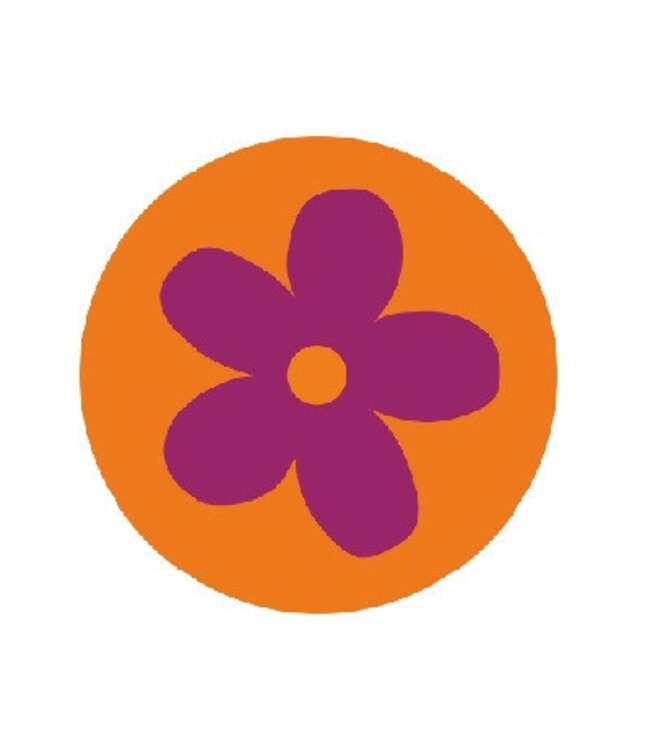 Etikett Aufkleber mit Blume | Farbe: Orange Lila | Durchmesser 39 Millimeter | Pro 250 Aufkleber