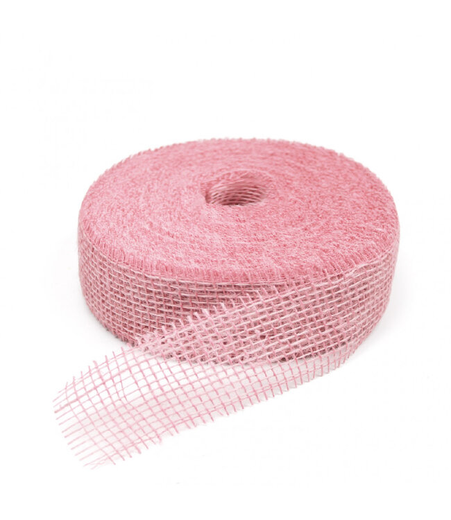 Jute Ribbon | Colour: Light Pink | Width 50 millimetres | Length 40 metres | Per roll