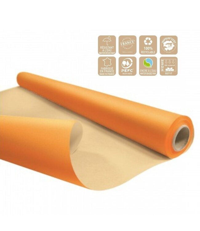 Eco Waterproof Paper on Roll | Colour: Orange | Width 80 centimetres | Length 25 metres | Per roll