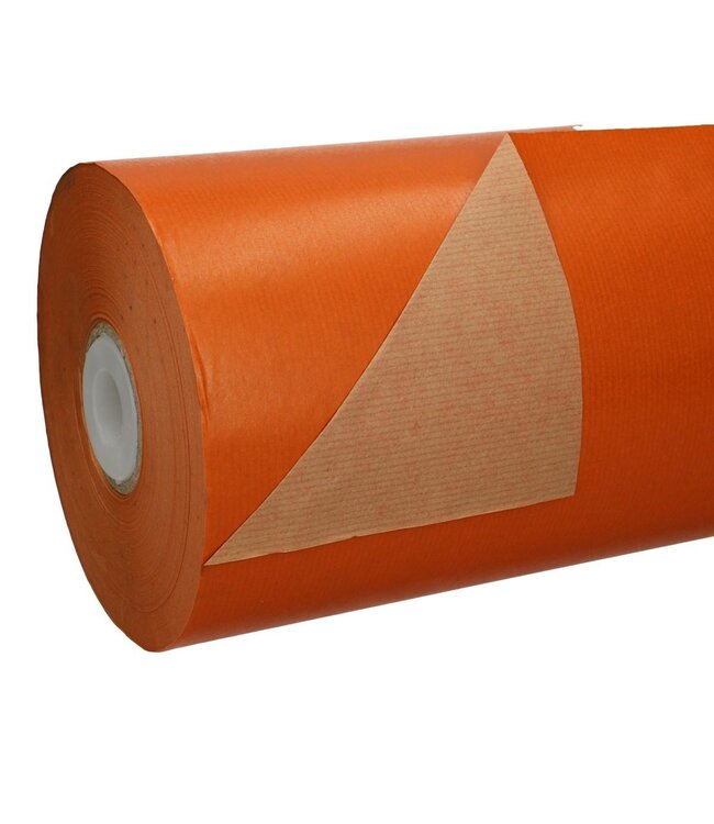 Paper on roll | Colour: Orange Brown | Width 60 centimetres | 50 grams/m2 | Weight 12 kilos | Per roll