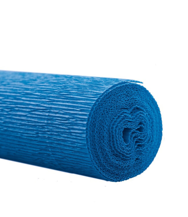 Papier crépon en rouleau | Couleur : Bleu | Largeur 50 centimètres | Longueur 2,5 mètres | Par 5 rouleaux