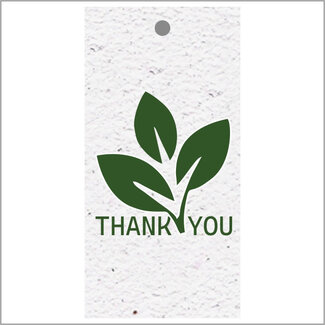 4A Bio Label Kaartje met Engelse tekst “Thank you” | Kleur: Wit Groen | Breedte 5 centimeter | Hoogte 10 centimeter | Per 10 labels