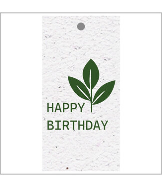 4A Carte Étiquette Bio avec texte anglais "Birthday" | Couleur : Blanc Vert | Largeur 5 centimètres | Hauteur 10 centimètres | Par 10 étiquettes