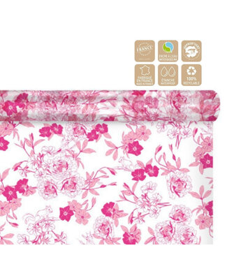 4A Film en rouleau Motif floral "Foresty" | Couleur : Fuchsia | Largeur 80 centimètres | Longueur 100 mètres | Par rouleau