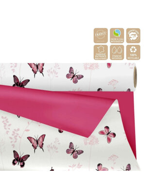 4A Film Mat Double Face en rouleau “Floraison” | Couleur : Fuchsia | Largeur 80 centimètres | Longueur 25 mètres | Par rouleau