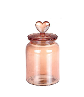 4A Pot en verre "Amour" | Couleur : Rose | Longueur 19,5 centimètres | Largeur 10,5 centimètres | Par 9 pots