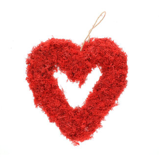 4A Rendiermos Hart | Kleur: Rood | Diameter 30 centimeter | Breedte 5 centimeter | Per hart