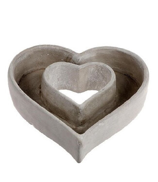4A Plantenbak Hart "Amor" | Kleur: Grijs | Diameter 27 centimeter | Hoogte 6.5 centimeter | Per 2 plantenbakken