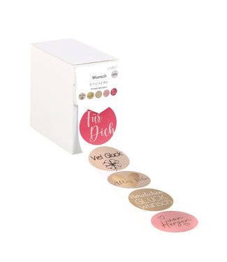 4A Label Sticker with German text “Wunsch” | Colour: Mixed colours | Diameter 40 millimetres | Per 500 stickers