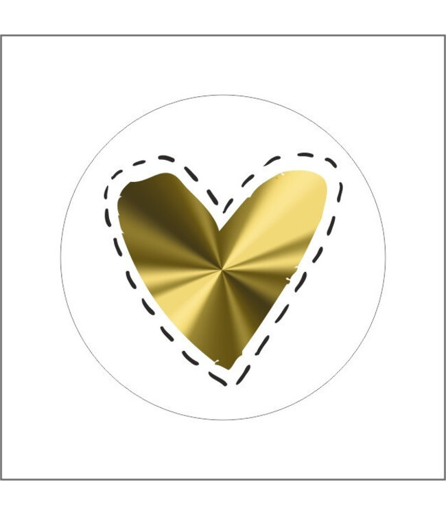 Label Sticker with Gold-Coloured Heart | Colour: White and Gold | Diameter 46 millimetres | Per 500 stickers
