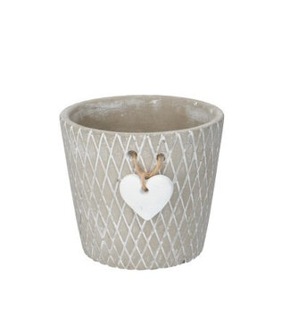 4A Ceramic Flowerpot Plant Pot Heart Decoration | Colour: Grey | Diameter 12 centimetres | Height 11 centimetres | Per 8 pots