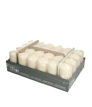 4A Stumpenkerze Safe Candle | Farbe: Cremefarben | Durchmesser 5 Zentimeter | Höhe 10 Zentimeter | Pro 24 Kerzen