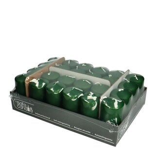4A Stumpenkerze Safe Candle | Farbe: Dunkelgrün | Durchmesser 5 Zentimeter | Höhe 10 Zentimeter | Pro 24 Kerzen