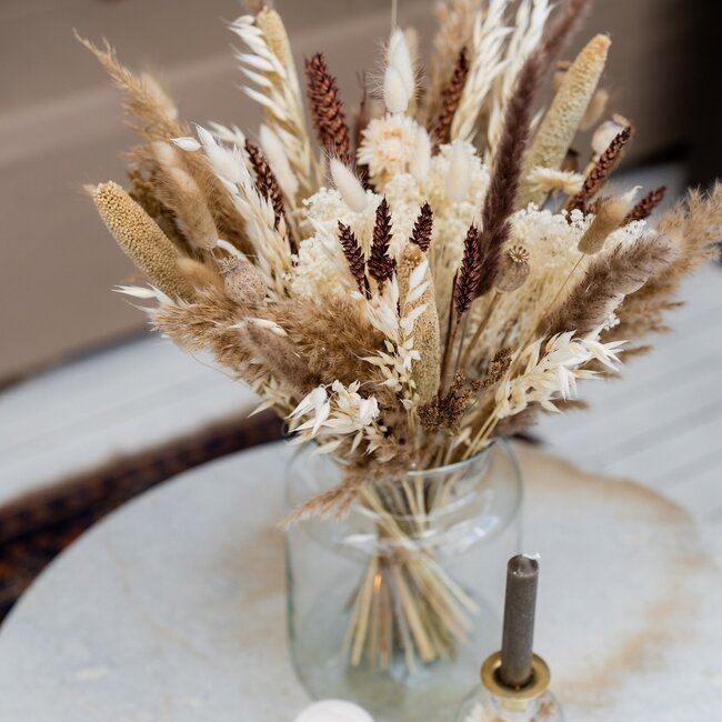 Bouquet of dried flowers Maria | Length ± 65 centimetres | With natural, brown and white bleached dried flowers