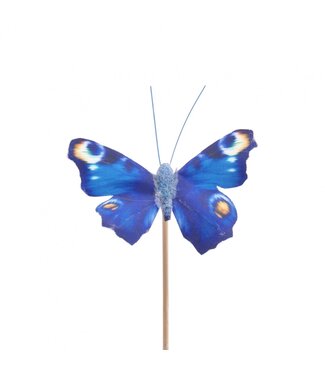 4A Stecker Schmetterling Auralia | Farbe: Blau | Durchmesser Schmetterling 8 Zentimeter | Länge Stecker ± 50 Zentimeter | Pro 25 Stecker