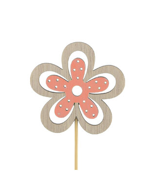 4A Bloem Bijsteker “Yuki” | Kleur: Zalmoranje | Diameter bloem 6 centimeter | Lengte bijsteker ± 10 centimeter | Per 25 bijstekers