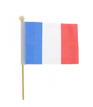 4A Vlag Frankrijk Bijsteker | Kleur: Rood Wit Blauw | Hoogte vlag 8 centimeter | Breedte 11 centimeter | Lengte bijsteker ± 50 centimeter | Per 25 bijstekers