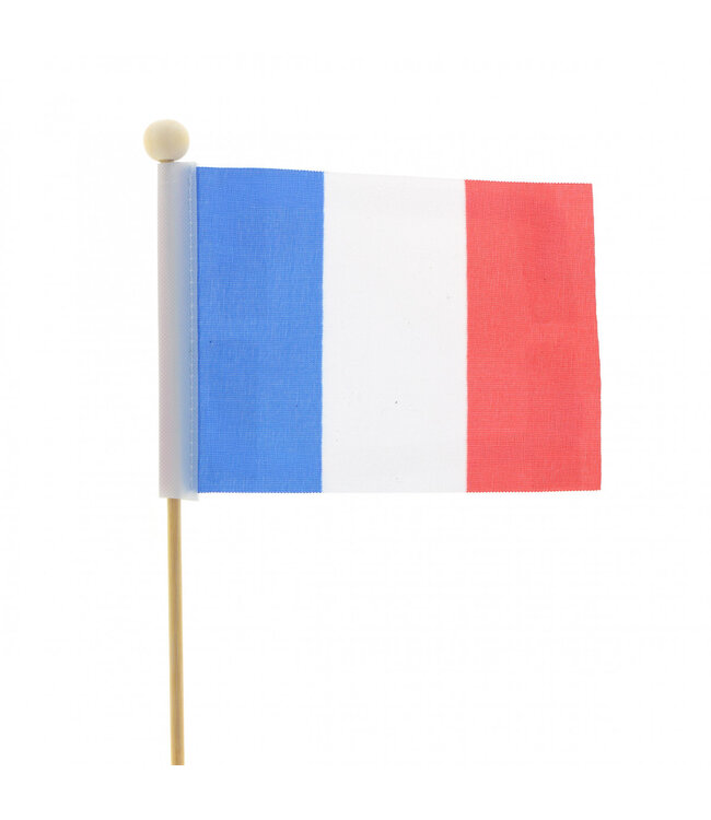 Flagge Frankreich Einstecker | Farbe: Rot Weiß Blau | Höhe der Flagge 8 Zentimeter | Breite 11 Zentimeter | Länge des Einsteckers ± 50 Zentimeter | Pro 25 Einstecker