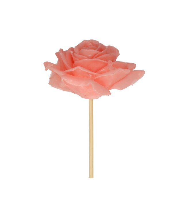 Wachsrose Einstecker | Farbe: Hellrosa | Durchmesser der Rose 10 Zentimeter | Länge des Einsteckers ± 25 Zentimeter | Pro 12 Einstecker
