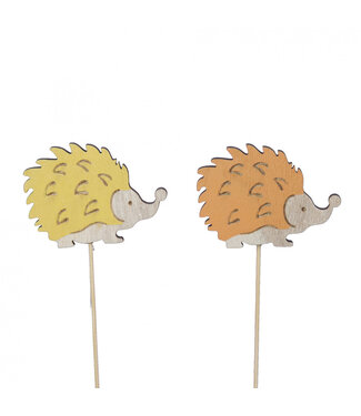 4A Wooden Hedgehog Plant Stake | Colour: Brown | Hedgehog Diameter 5 centimetres | Stake Length ± 20 centimetres | Per 10 stakes