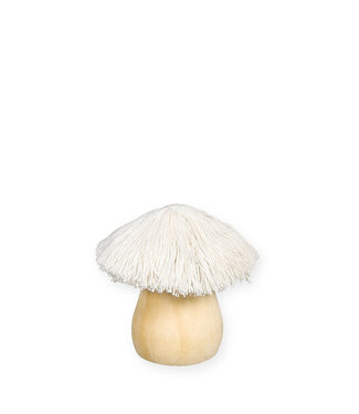 4A Mushroom Decoration with Cotton | Colour: Natural White | Diameter 3 centimetres | Length 7 centimetres | Per 4 mushrooms