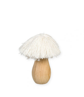 4A Décoration de Champignon avec Coton | Couleur : Blanc Naturel | Diamètre 3 centimètres | Longueur 11 centimètres | Par 4 champignons