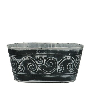 4A Zinkkasten Blumentopf Pflanzentopf Barock | Farbe: Grau | Länge 24 Zentimeter | Breite 14 Zentimeter | Höhe 10,5 Zentimeter | Pro 6 Kasten