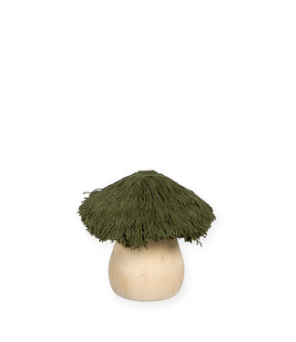 4A Décoration Champignon avec Coton | Couleur : Vert | Diamètre 3 centimètres | Longueur 7 centimètres | Par 4 champignons