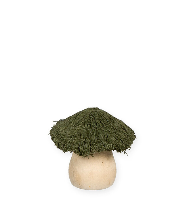 Mushroom Decoration with Cotton | Colour: Green | Diameter 3 centimetres | Length 7 centimetres | Per 4 mushrooms