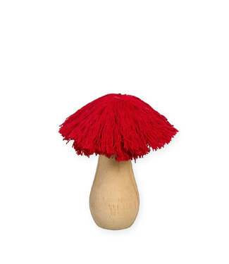 4A Mushroom Decoration with Cotton | Colour: Red | Diameter 3 centimetres | Length 11 centimetres | Per 4 mushrooms
