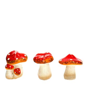 4A Décoration de Champignon | Couleur : Couleurs Mixtes | Diamètre 6 centimètres | Hauteur 7 centimètres | Par 3 champignons