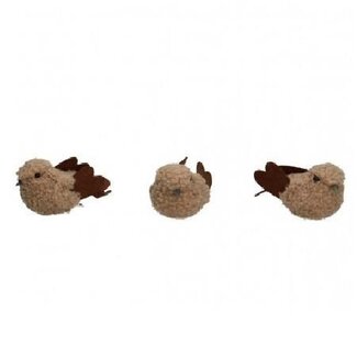 4A Decoratie Vogel | Kleur: Bruin | Lengte 8.5 centimeter | Breedte 5 centimeter | Hoogte 4 centimeter | Per 3 vogels
