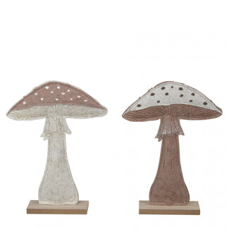 4A Mushroom Assortment Decoration | Colour: Beige | Length 16 centimetres | Width 4 centimetres | Height 21.5 centimetres | Per 6 mushrooms