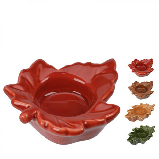 4A Porte-bougie "Feuille" | Couleur : Couleurs Mélangées | Diamètre 8,5 - 10 centimètres | Hauteur 2,5 centimètres | Par 12 porte-bougies