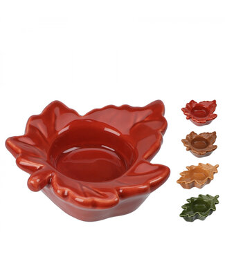 4A Tealight Holder "Leaf" | Colour: Mixed Colours | Diameter 8.5 - 10 centimetres | Height 2.5 centimetres | Per 12 tealight holders