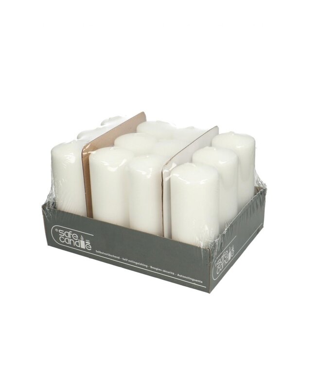 Bougie Pilier “Safe Candle” | Couleur : Blanc Naturel | Diamètre 6 centimètres | Hauteur 15 centimètres | Par 12 bougies