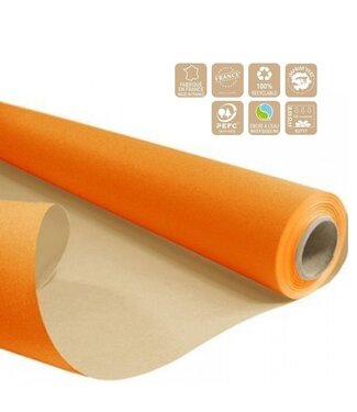 4A Papier double face en rouleau | Couleur : Orange | Largeur 80 centimètres | Longueur 50 mètres | 60 grammes/m2 | Par rouleau