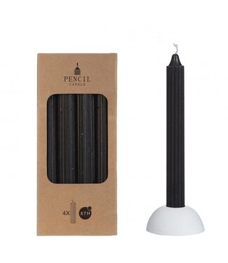 4A Pencil Candle | Colour: Black | Diameter 2.2 centimetres | Length 20 centimetres | Per 4 candles