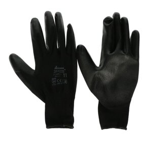 4A Gant de fleuriste PU | Couleur : Noir | Taille S 6-7 | Par 12 gants