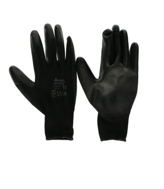 4A Gant de fleuriste PU | Couleur : Noir | Taille S 6-7 | Par 12 gants